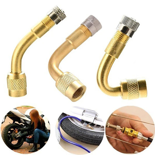 Air Tyre Valve Stem Extension Adapter Tire Repair Tool for Car Truck Motorcycle Bicycle Accessories 45 90 135 Degree Brass